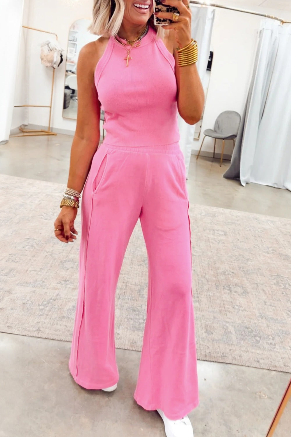 Comfy Chic 2-Piece Set: Viscose Top & Cotton Blend Bottoms - cas7m