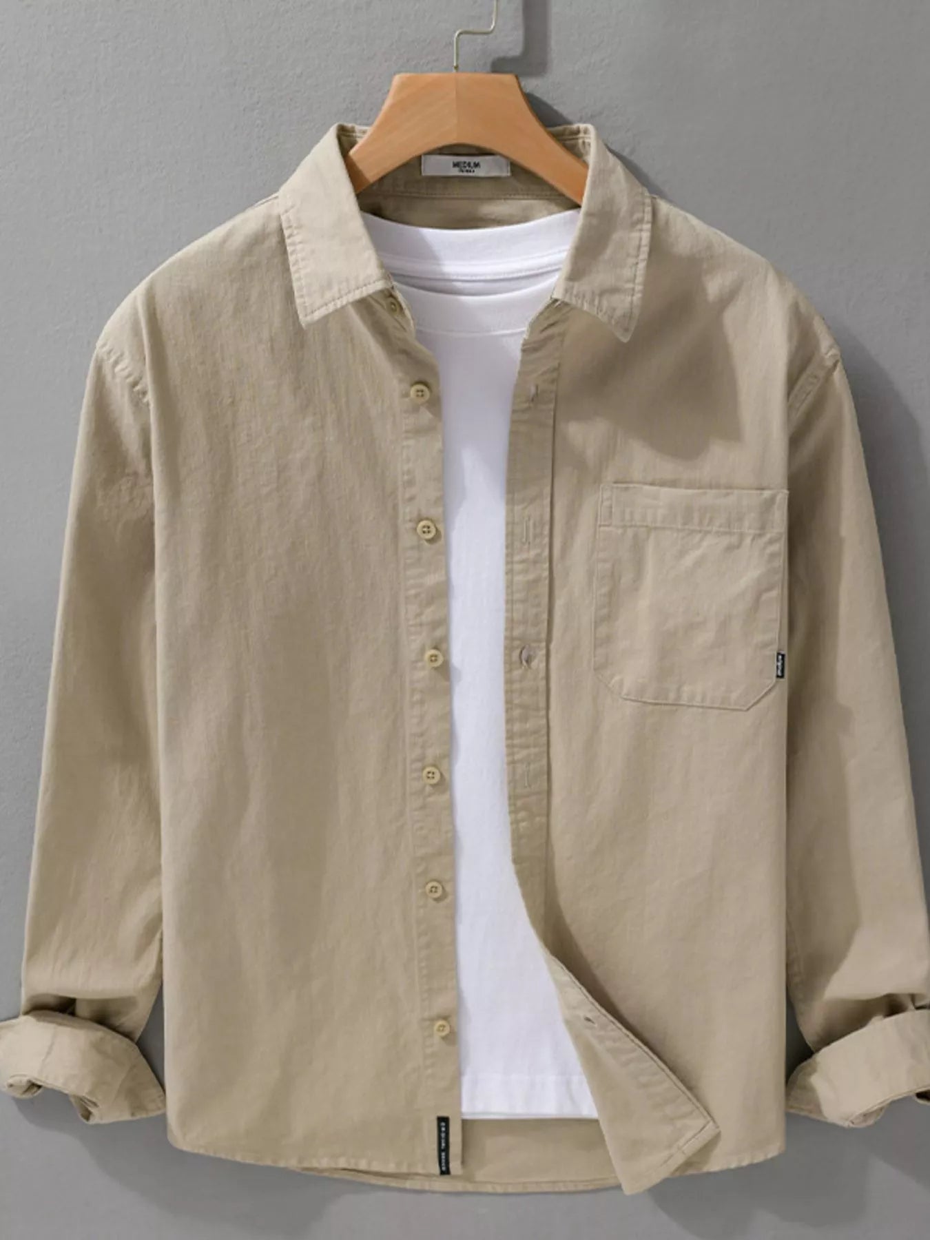 Men's Plus Size Button Up Long Sleeve Shirt - cas7m