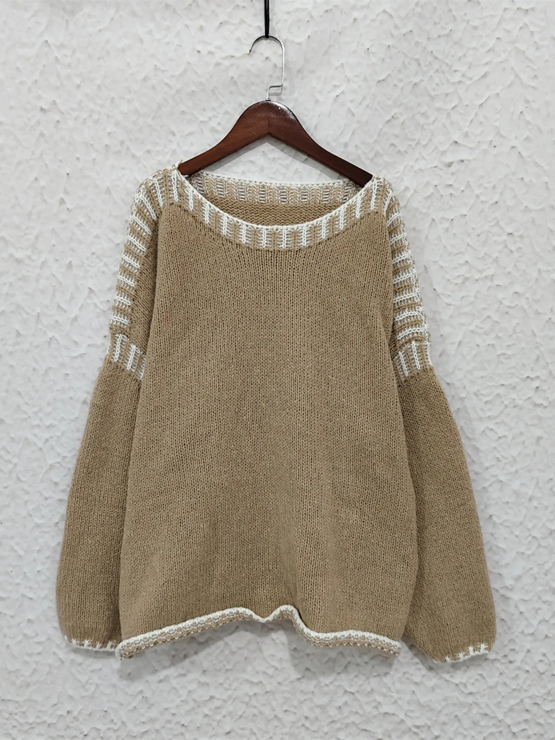 Contrast Trim Oversized Sweater - cas7m