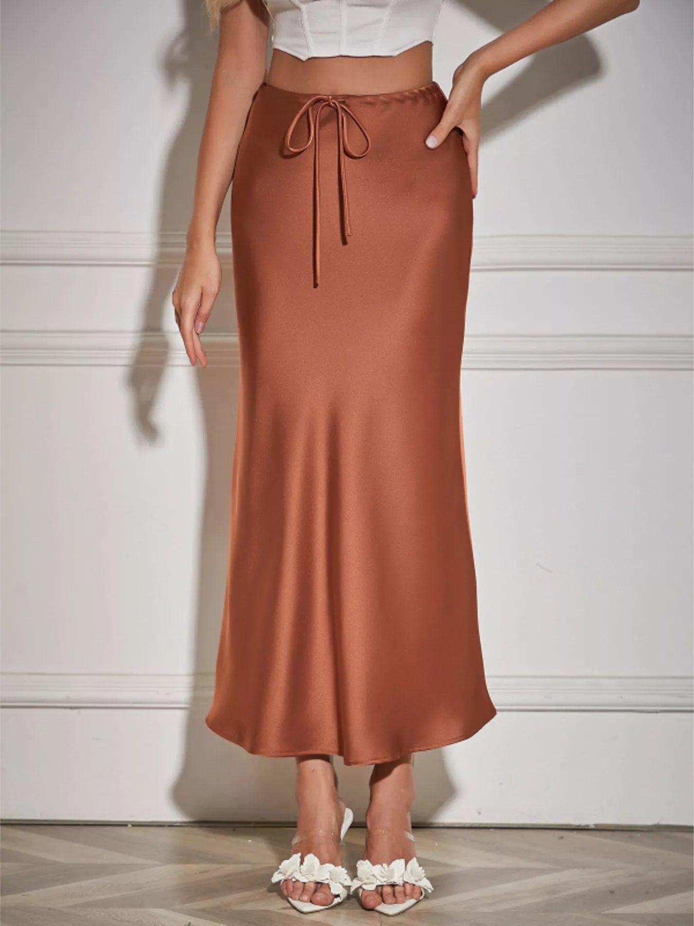 Satin Midi Skirt - cas7m