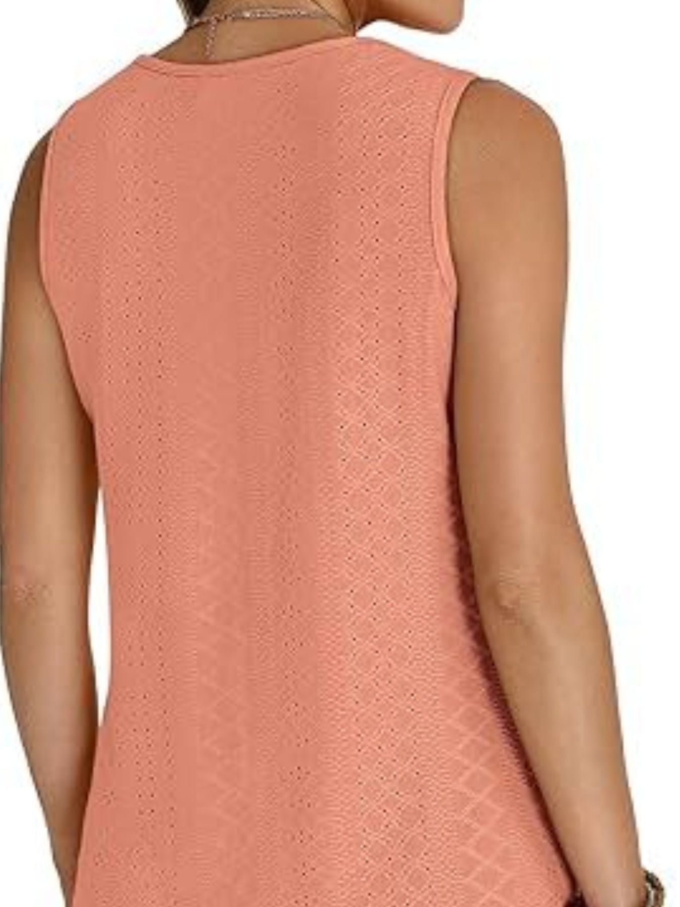 Eyelet V-Neck Tank - cas7m