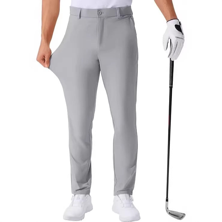 Stretch Solid Color Golf Men's Dress Trousers Long Pants - cas7m