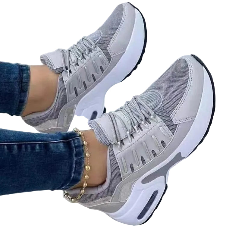 Lace Up Sneakers Women Wedge Heel Running Sports Shoes - cas7m
