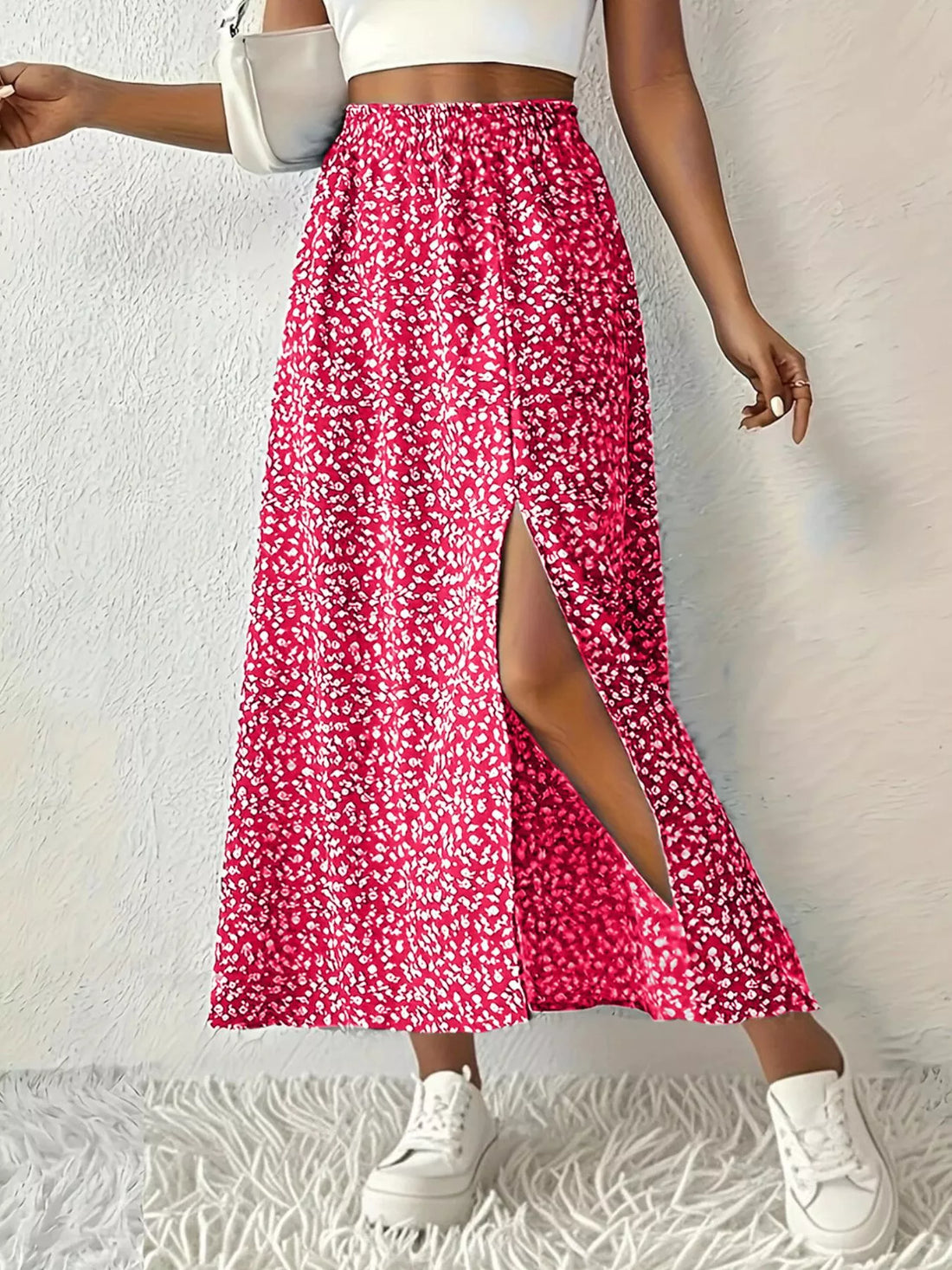Slit Printed Skirt - cas7m