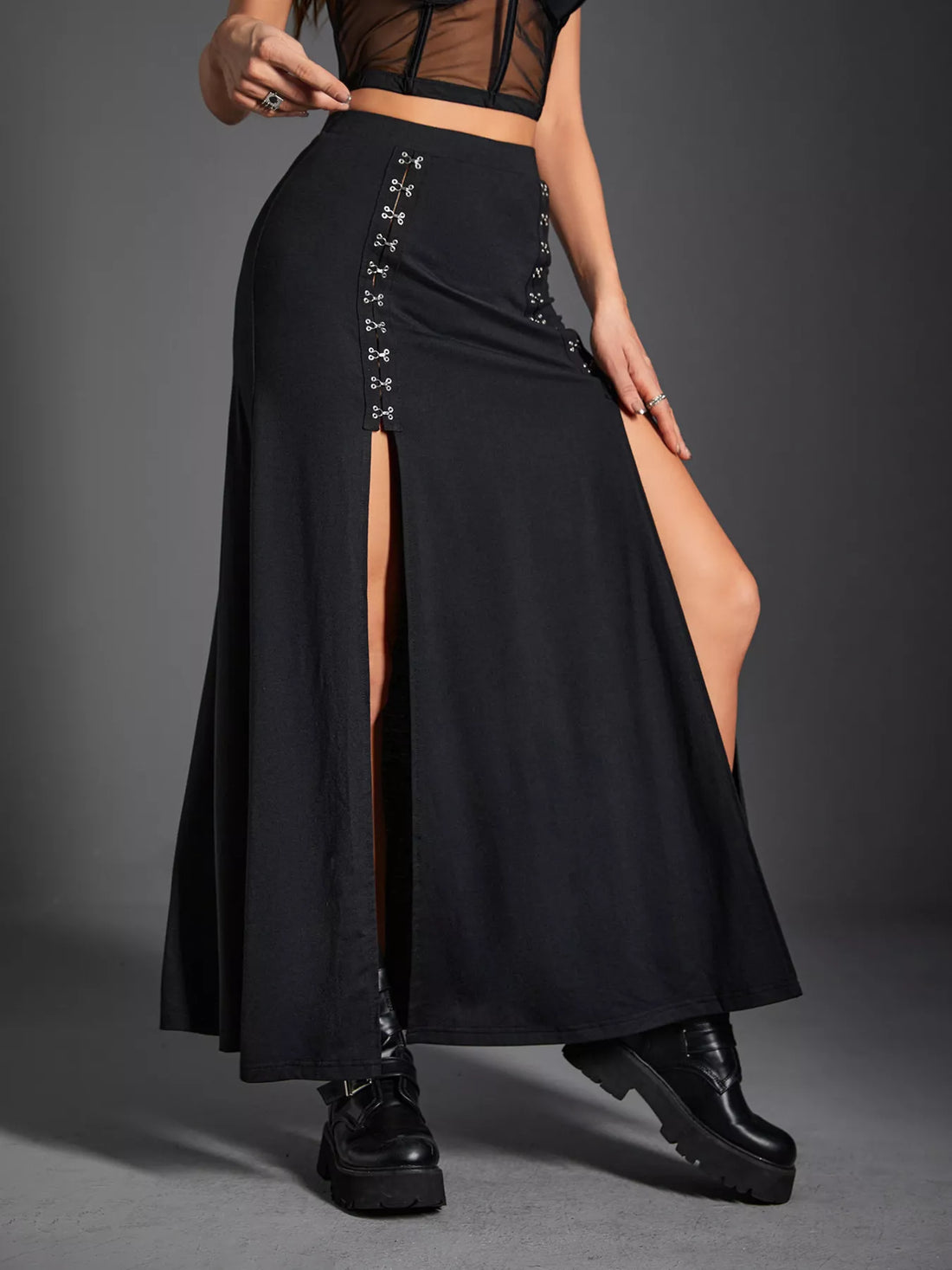 High Waist Slit Skirt - cas7m