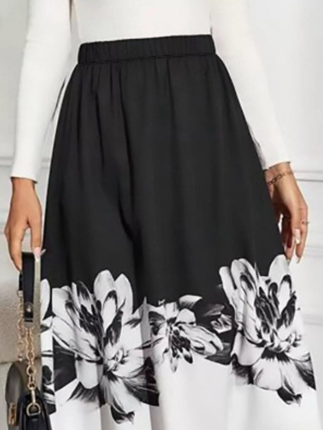 Floral Print A-Line Midi Skirt - cas7m
