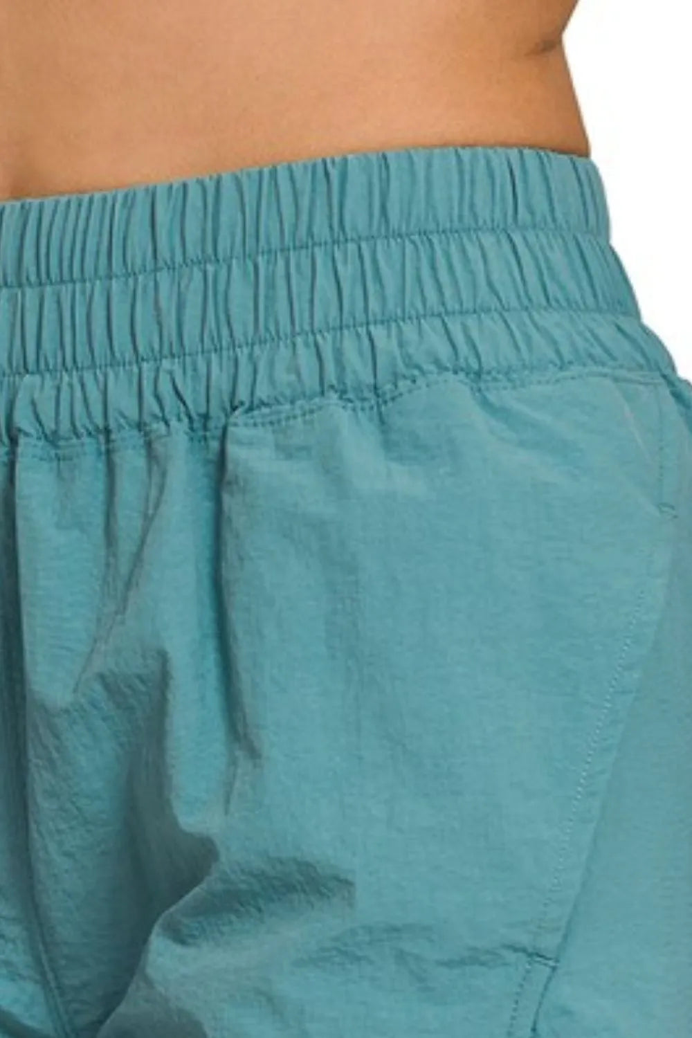 Zenana Windbreaker Smocked Waistband Running Shorts - cas7m