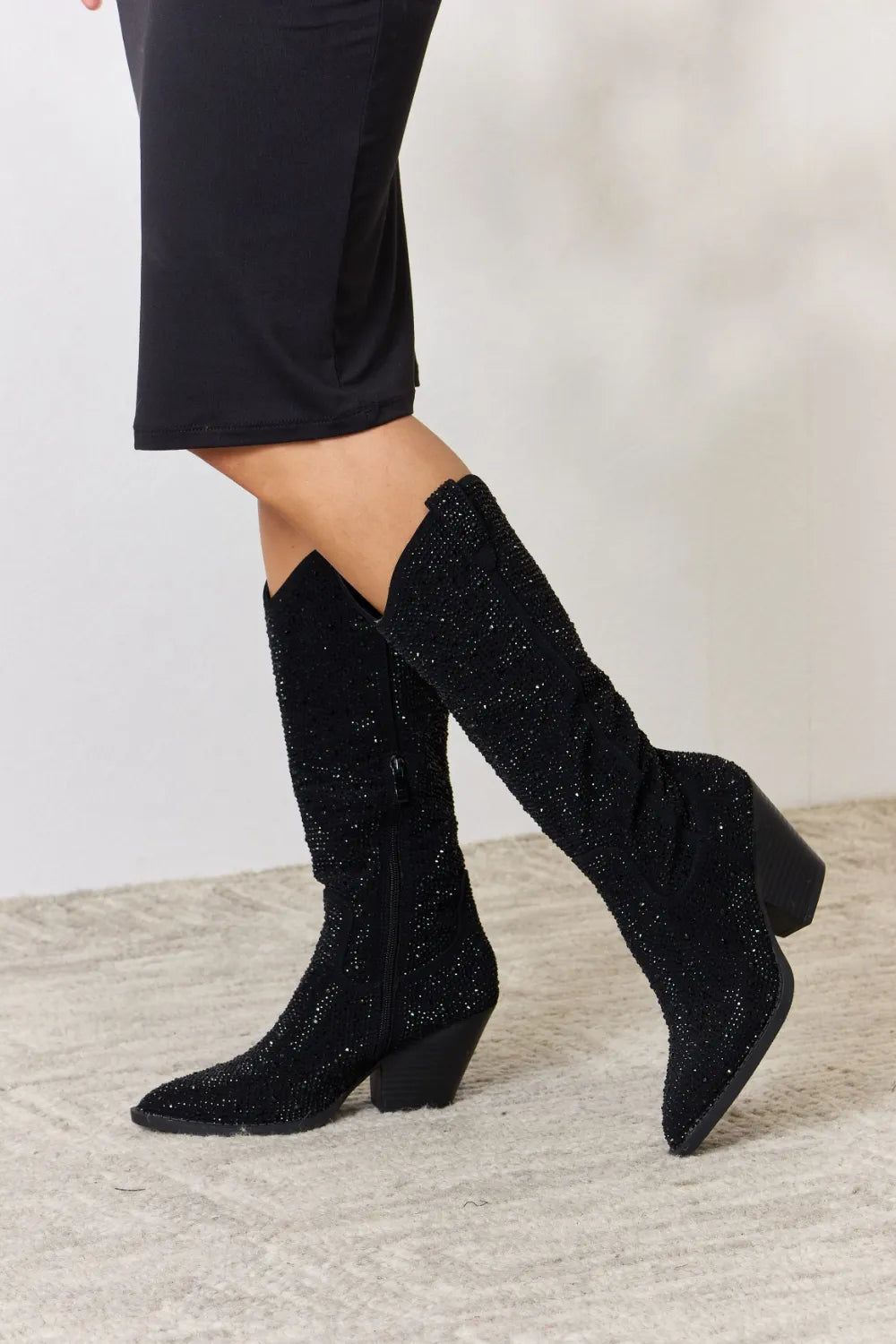 Forever Link Rhinestone Knee High Cowboy Boots - cas7m