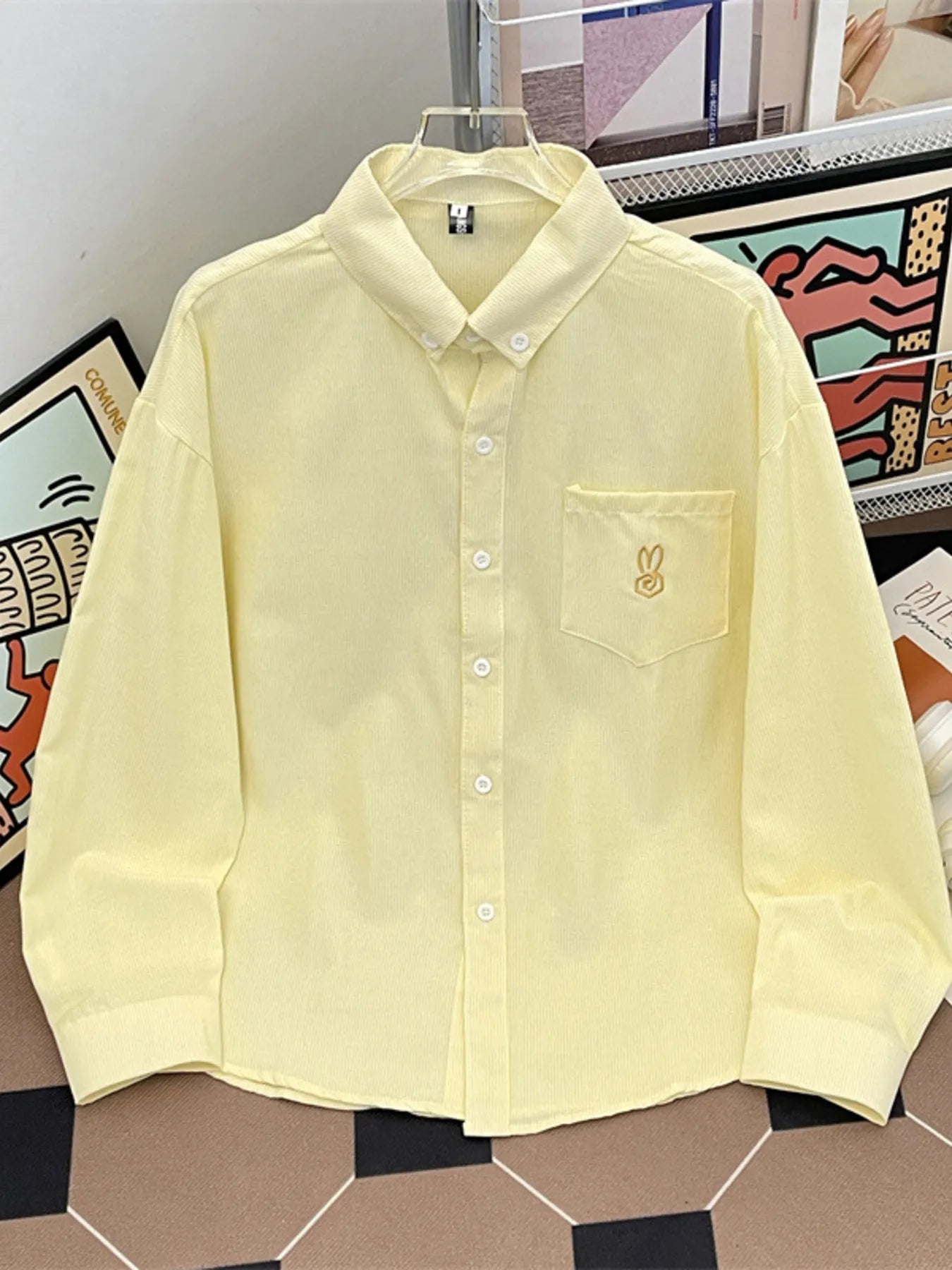 Men's Plus Size Button Up Long Sleeve Shirt - cas7m