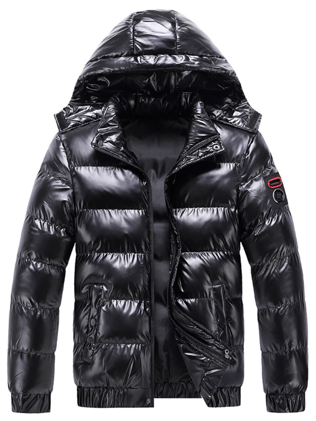 Men's Plus Size Zip Up Hooded Puffer Jacket - cas7m