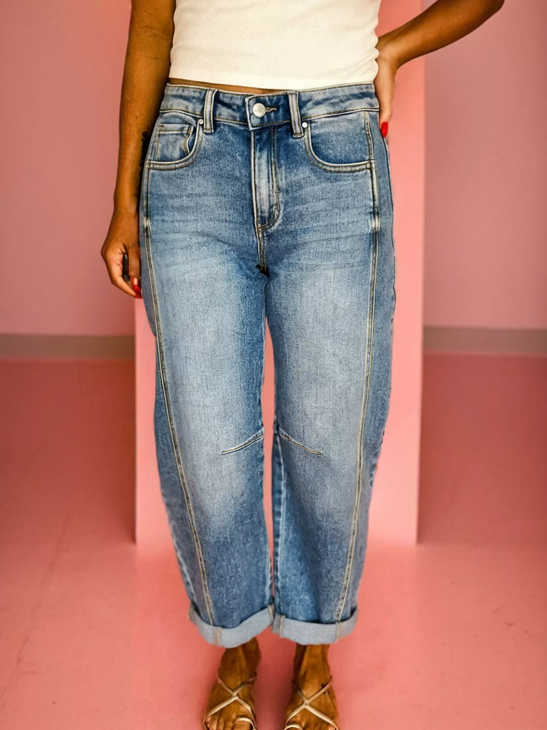 Vintage Washed Seam Detail Shift Jeans - cas7m