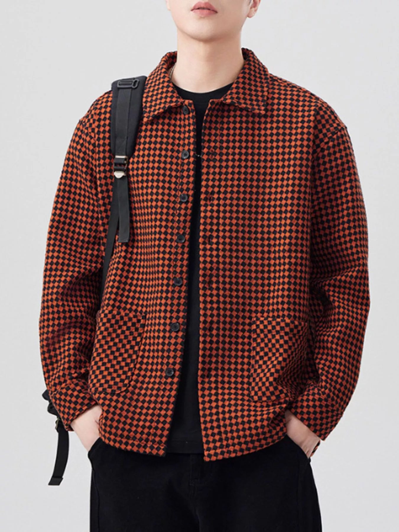 Men's Plus Size Button Up Long Sleeve Shirt - cas7m