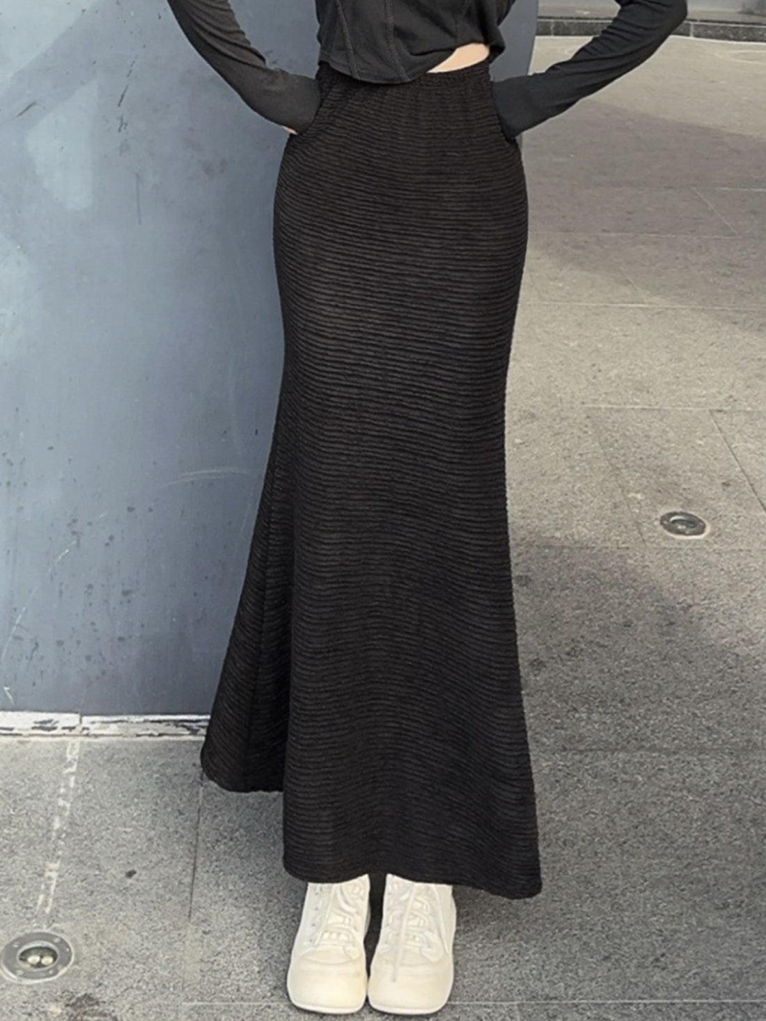 Textured Knit Mermaid Skirt - cas7m