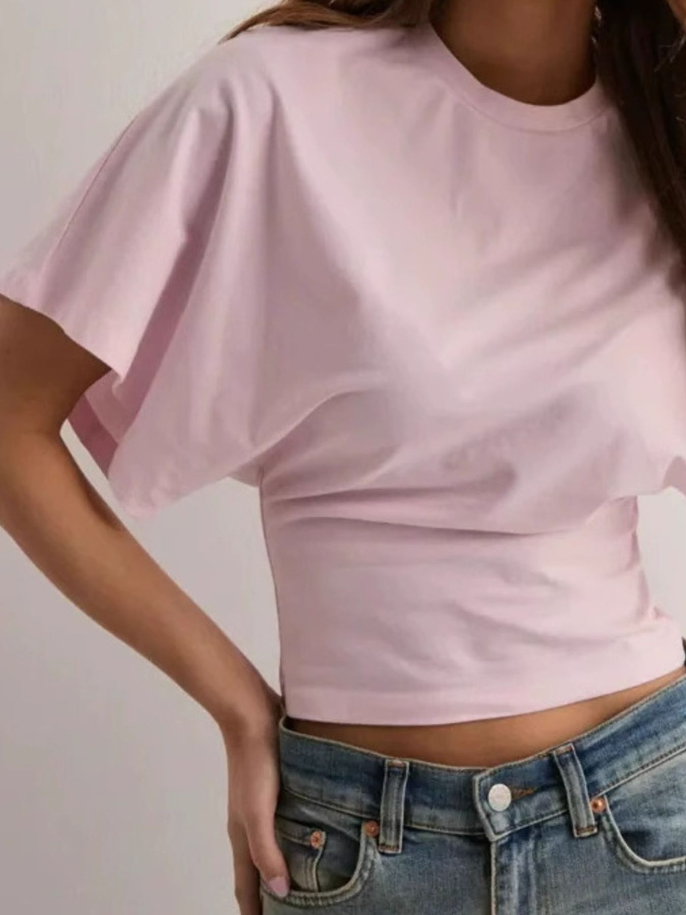 Batwing Sleeve Fitted Waist T-Shirt - cas7m