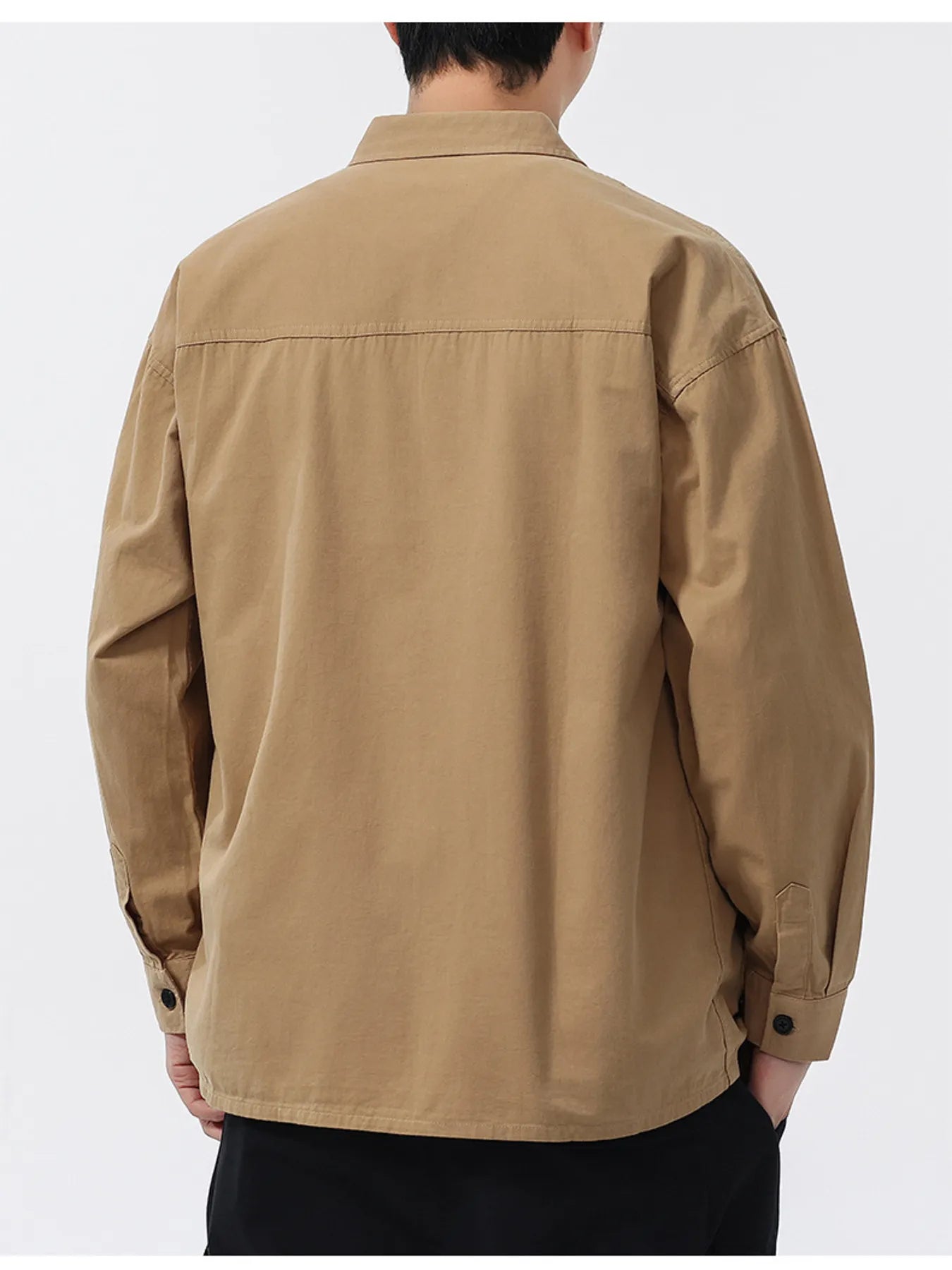 Men's Plus Size Button-Up Long Sleeve Shirt - cas7m
