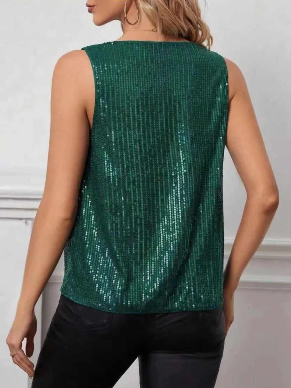 Sequin Cowl Neck Tank - cas7m