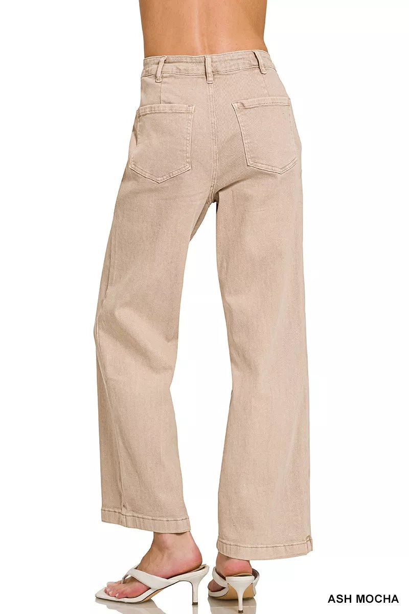 Zenana Straight Leg Utility Pocket Jeans - cas7m
