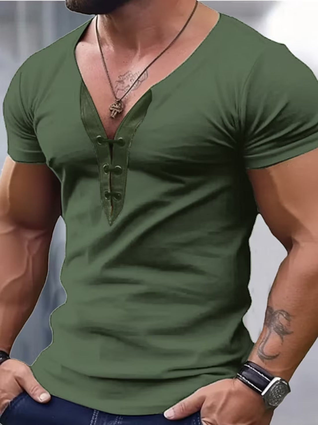 Men's Full Size Solid Color Short Sleeve T-Shirt Plus Size - cas7m