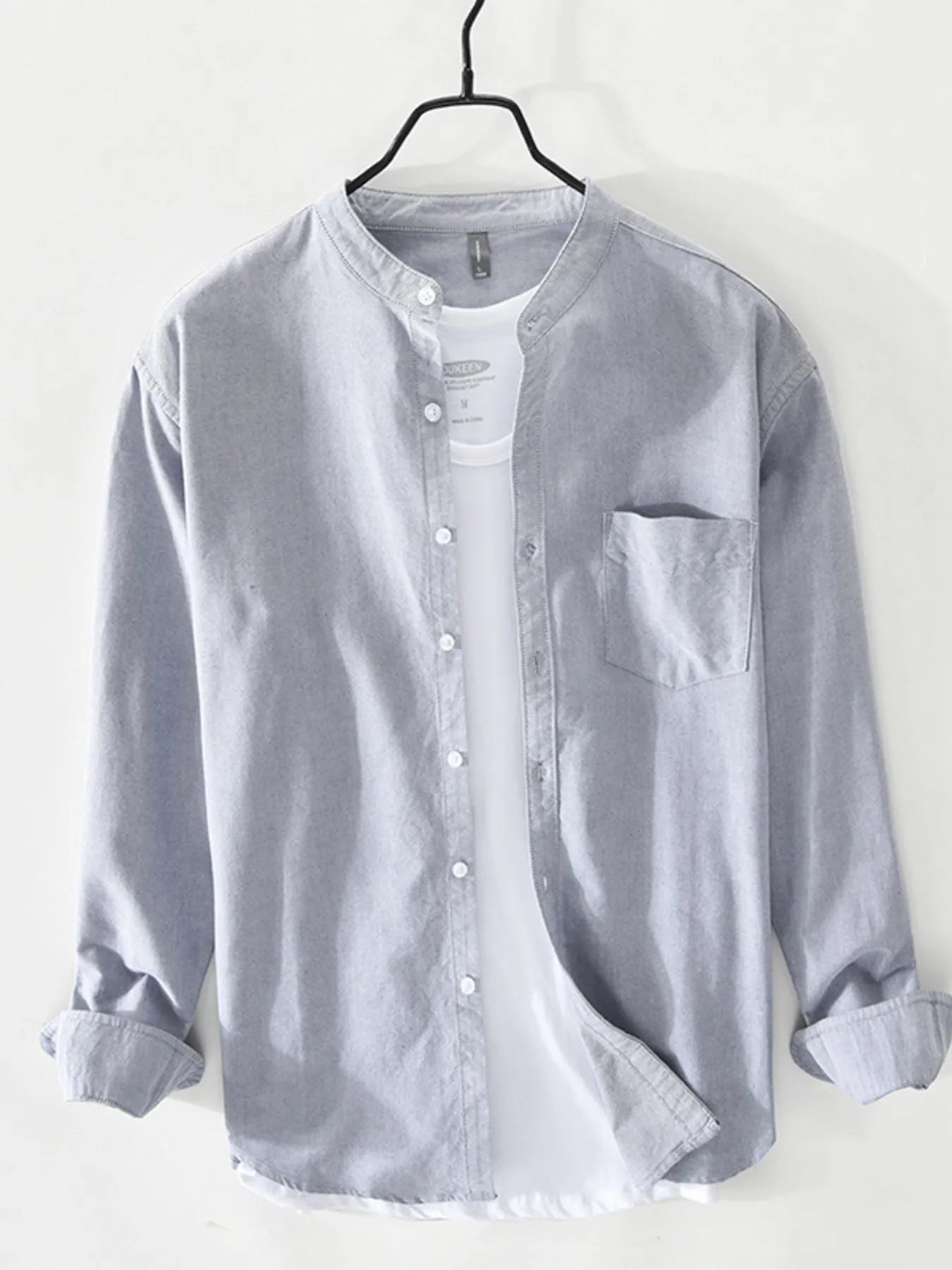 Men's Plus Size Button Up Long Sleeve Shirt - cas7m