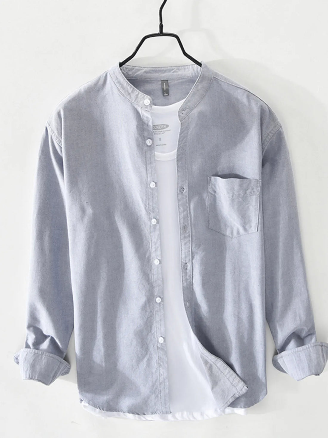 Men's Plus Size Button Up Long Sleeve Shirt - cas7m