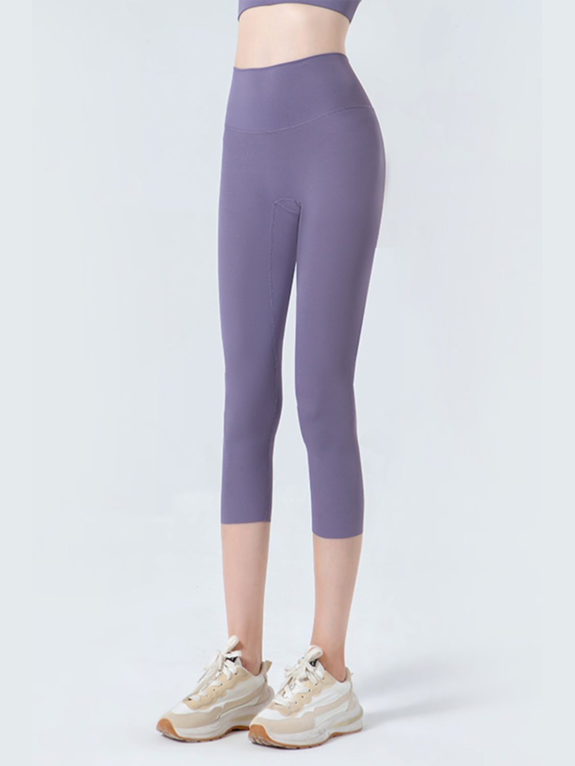 Wide Waistband Cropped Sports Leggings - cas7m