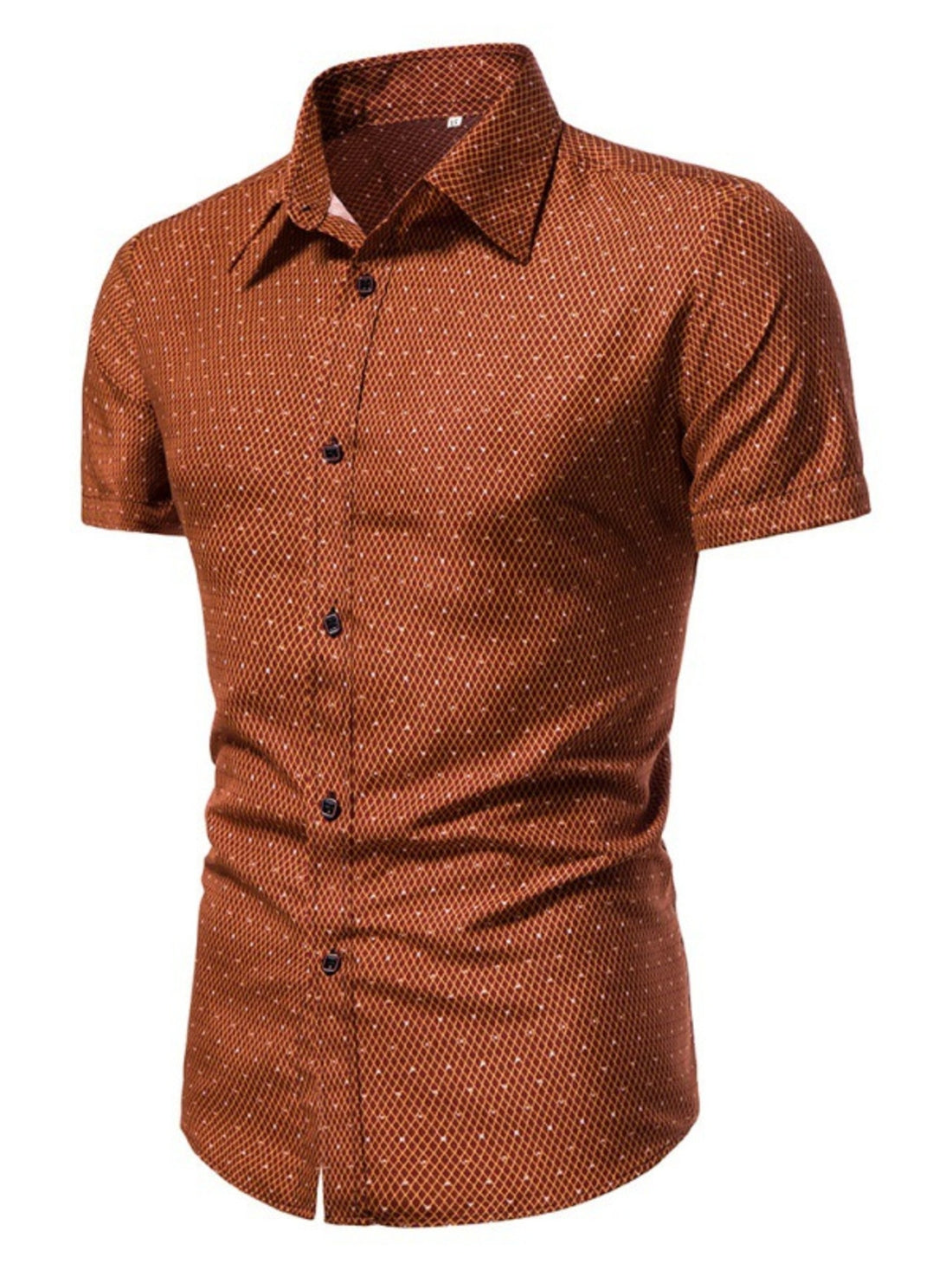 Men's Slim Fit Short Sleeve Dotted Shirt - cas7m