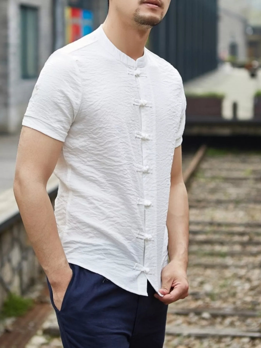 Men's Full Size Chinese Style Short Sleeve Shirt Plus Size - cas7m