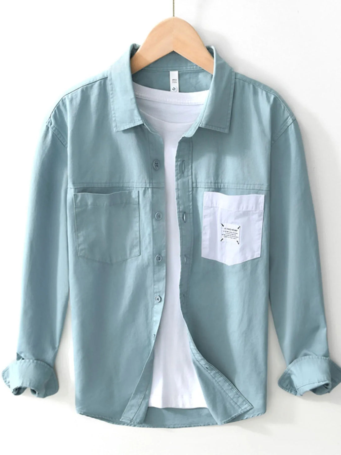 Men's Plus Size Button Up Long Sleeve Shirt - cas7m